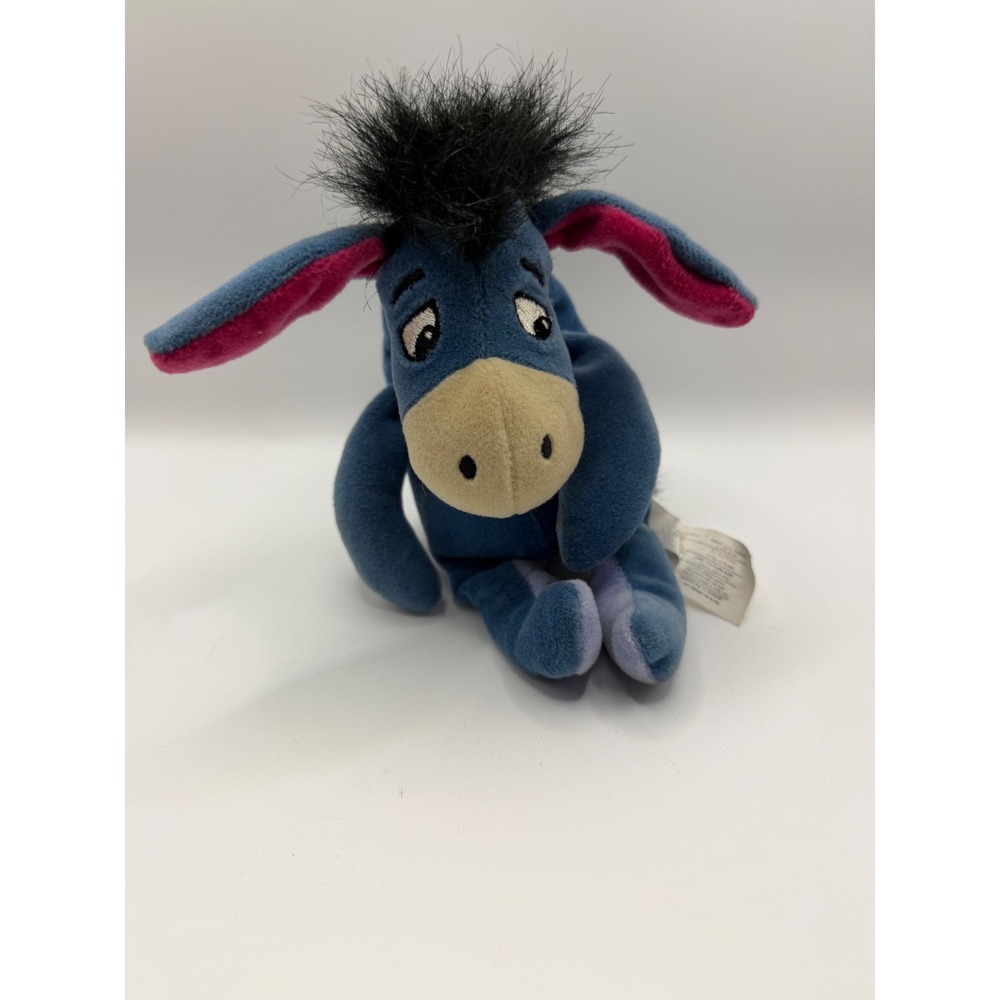 Vintage Disney Store Eeyore Plush Bean Bag Winnie the Pooh Blue Pink Donkey
